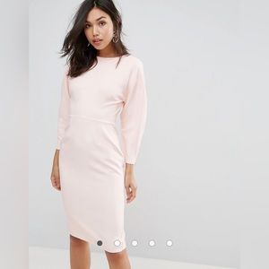 ASOS Clean Dome Sleeve Midi Pencil Dress in Blush (6)